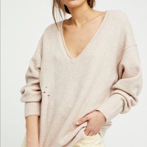 Free People Ripped and Torn Cashmere Pullover (Color: Mink)